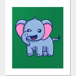 Cute Elephant Smiling Cartoon Posters and Art